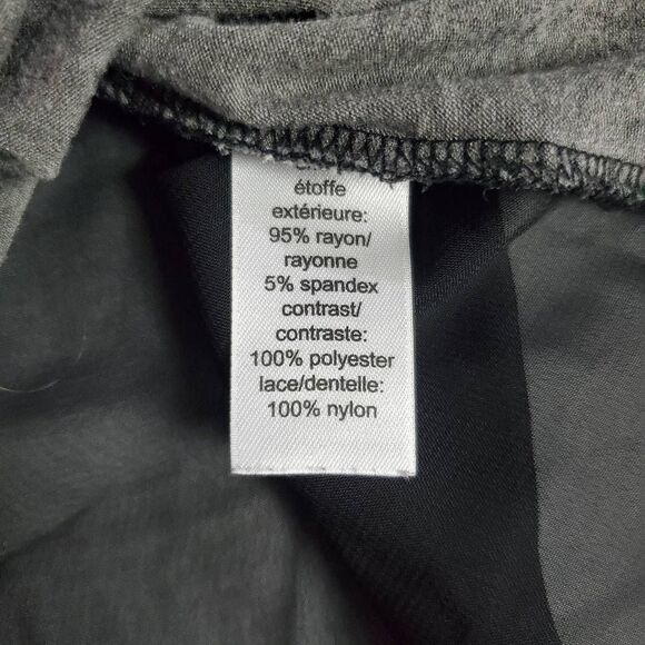 Maurices Women’s Plus Gray Black Lace Contrast Short Sleeve Tunic Top Size 0 (1X - Picture 7 of 8